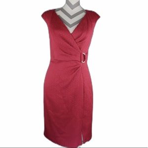 Kay Unger sz 10 pink knit textured sheath dress